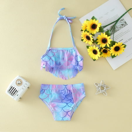

nsendm Baby Girls Halter Floral Print Two Pieces Bikini Set Swimwear Swimsuit Bathing Suit Size 12 Bathing Suit Swimwear Blue 18 Months