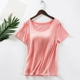thumbnail image 2 of Tauxra Casual Blouse for Women Short Sleeve Round Neck with Built-in Bra Loose Fit Summer Top in Solid Colors, 2 of 5