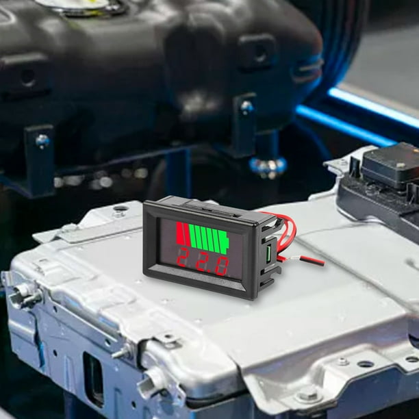 Medidor de batería Indicador de nivel de carga del coche Indicador de voltios Identificación automática (72 V) Rojo