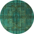 thumbnail image 1 of Ahgly Company Machine Washable Indoor Round Oriental Turquoise Blue Modern Area Rugs, 8' Round, 1 of 4