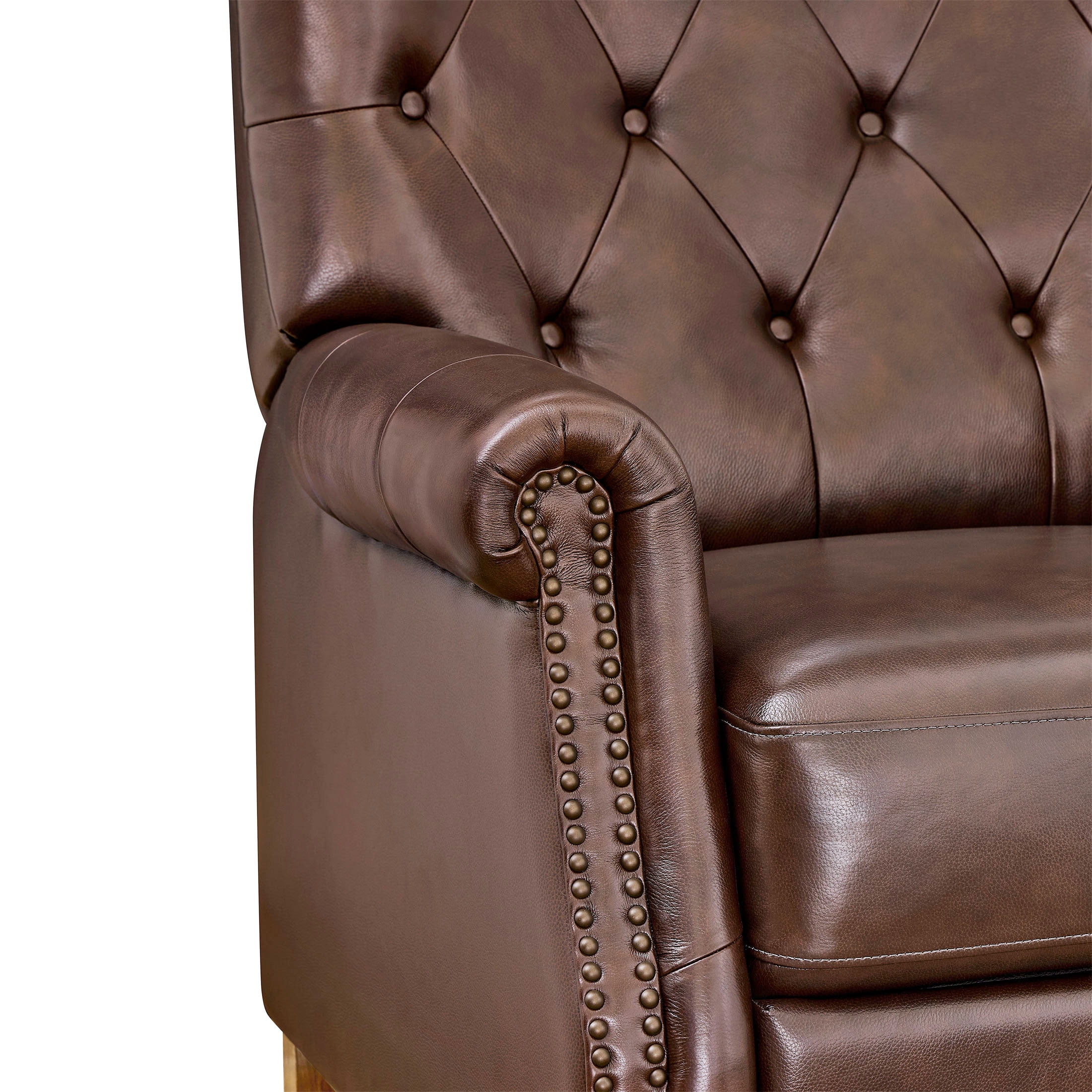 Pioneer Woman Harper Leather Recliner with Whiskey Upholstery