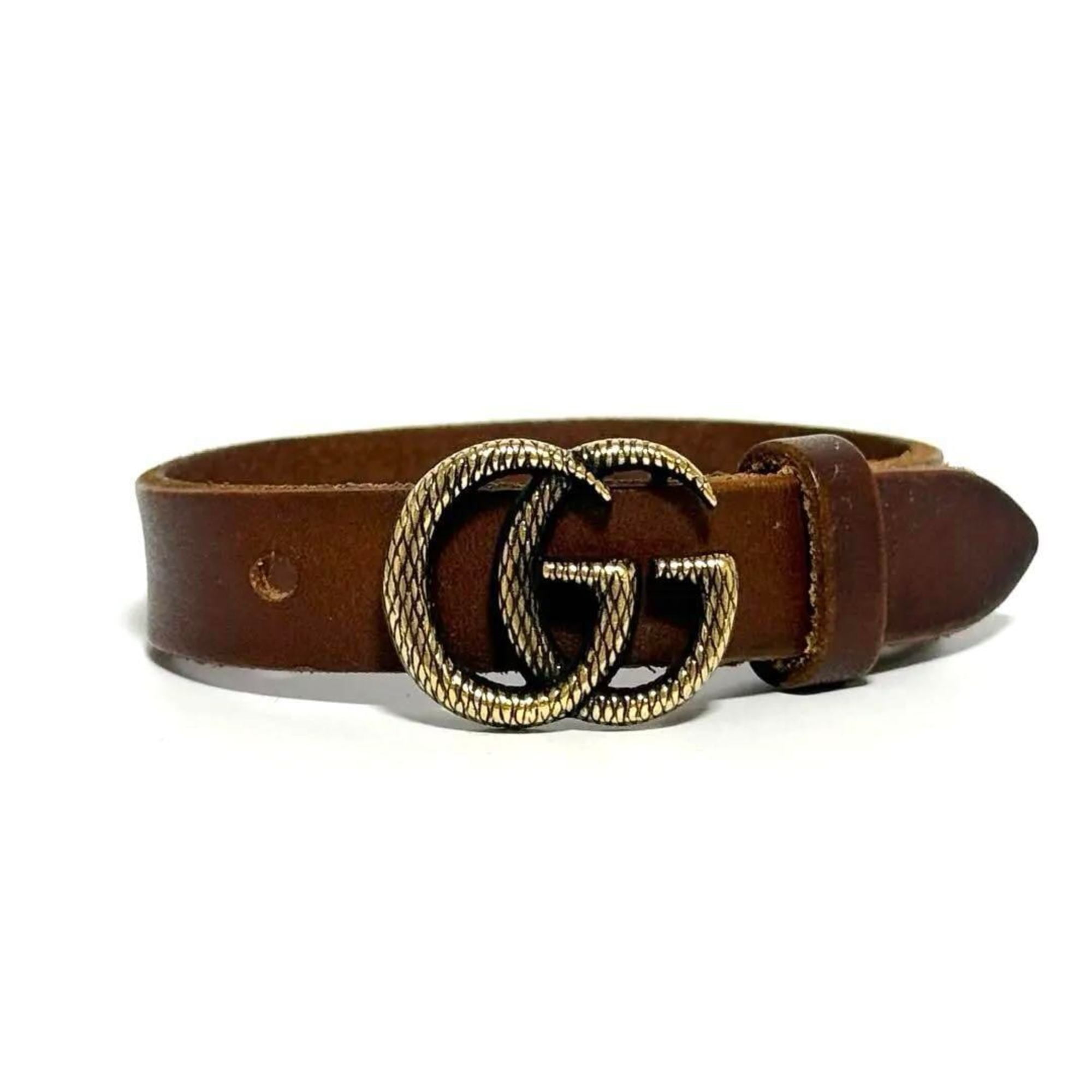 Pre-Owned GUCCI Double G Leather Bracelet for Men and Women
