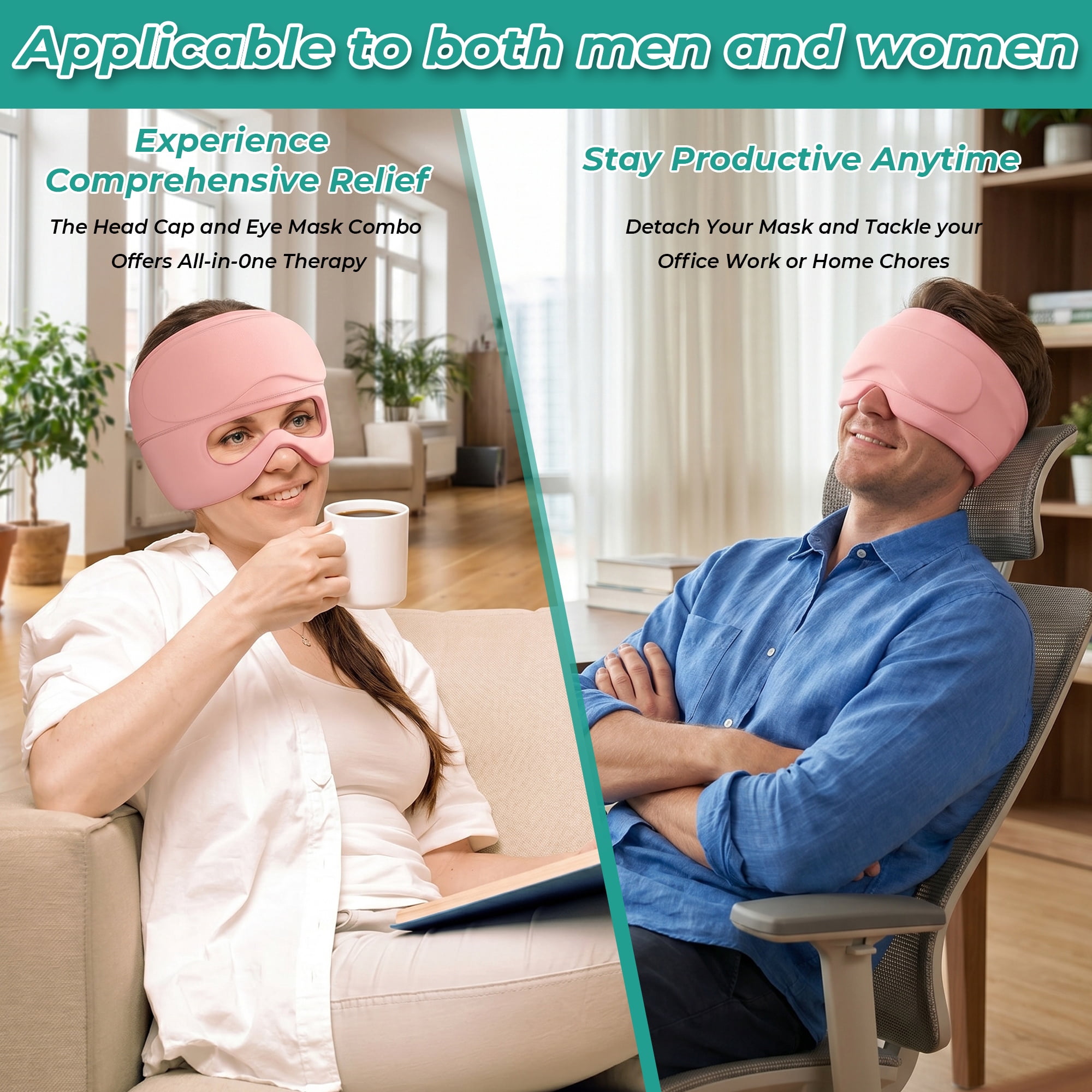 Solid Gel Cap for Hot or Cold Compress, Eye Ice Mask for Sleep and Headache Relief, Reusable Cooling Hat for Pressure and Sinus Comfort
