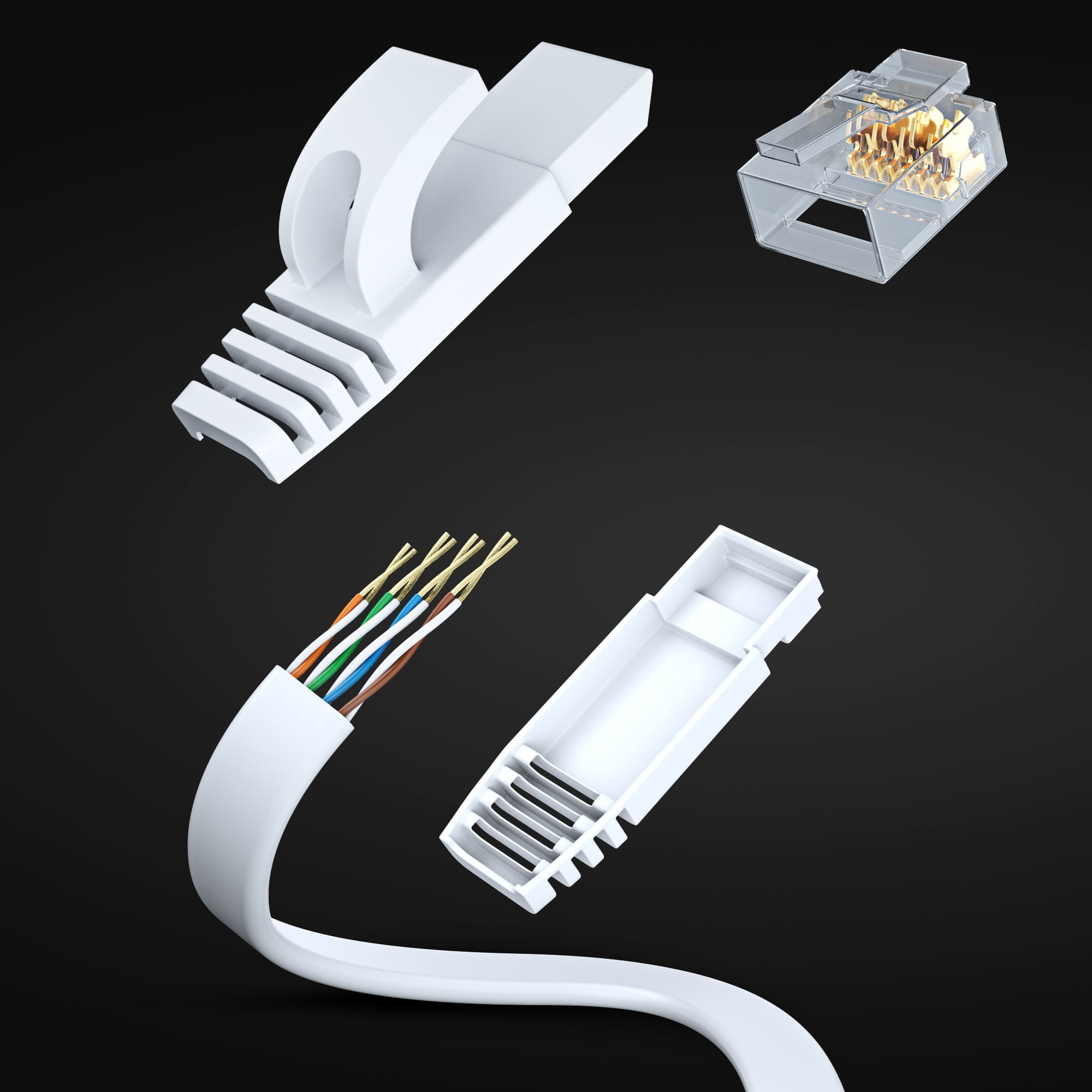 Cat6 Ethernet Cable 75ft, White - Flat High-Speed Network Cables for Gaming, Streaming, Router, Modem, PC, PS5, Xbox - Durable & Space-Saving Design