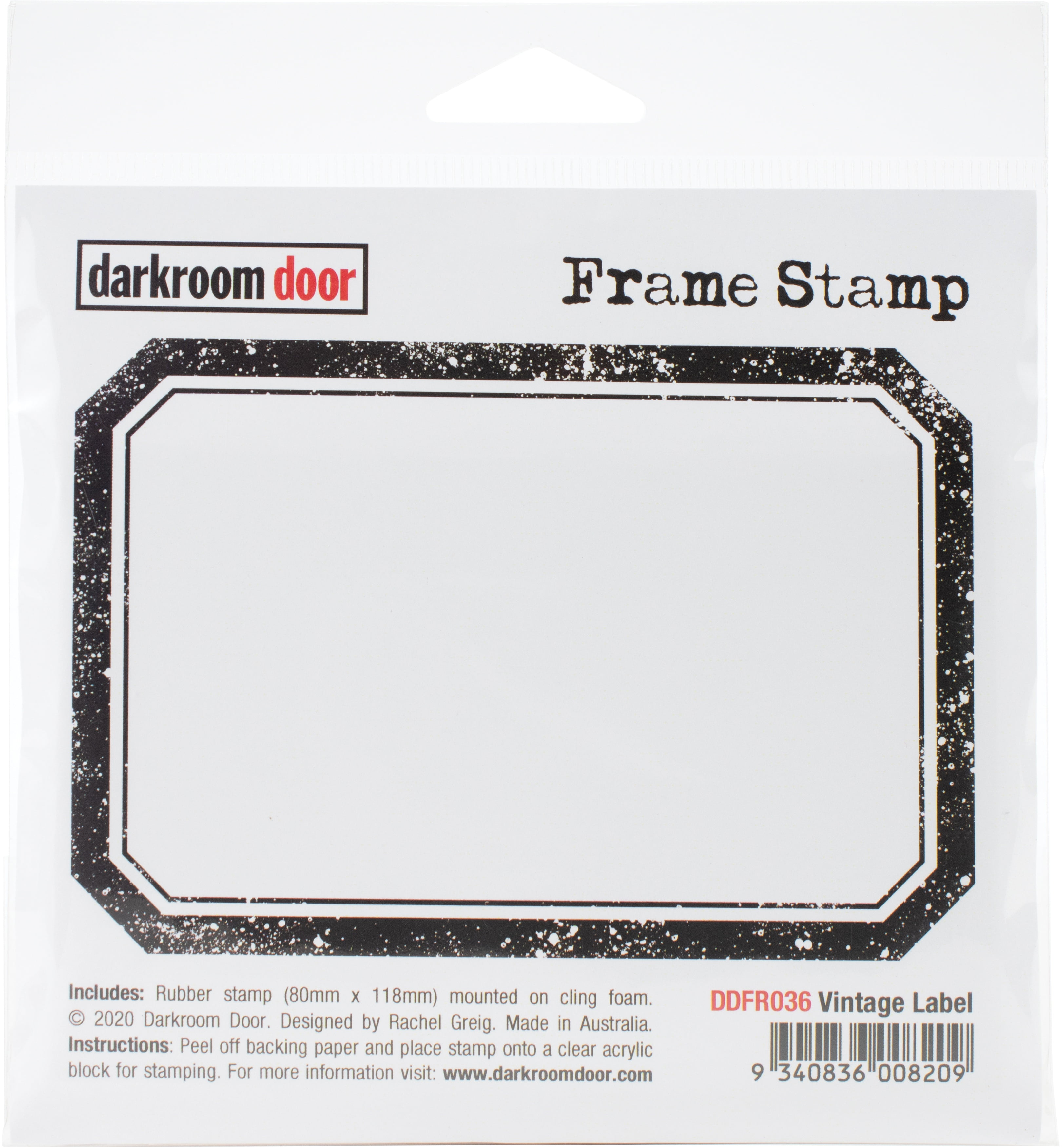 Darkroom Door Frame Cling Stamp 4.6"X3"Vintage Label