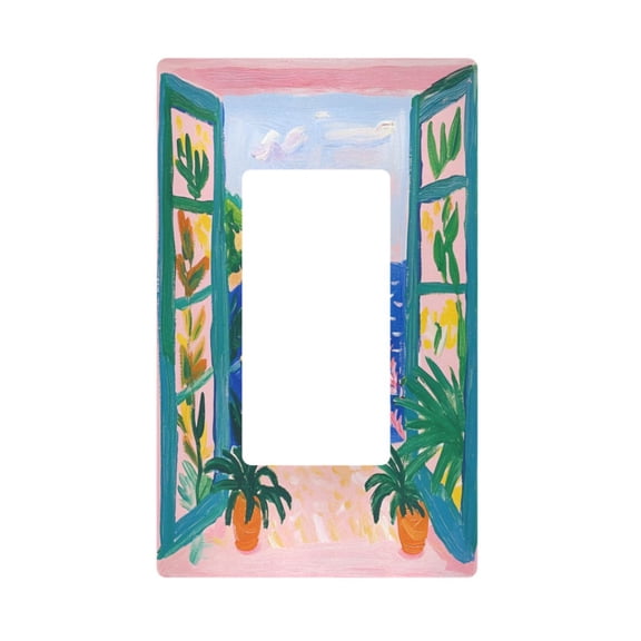 Yayeee Rocker Switch Wall Plate 1-Gang 4.6"x2.9" Home Decorative Outlet Cover, Green Seaside