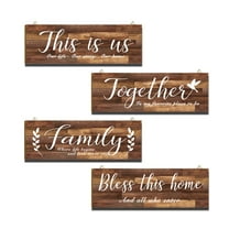 Farmhouse Wall Decor Rustic Wooden Wall Art Signs For Home Office Dining Room Decoration 11.8" x3.94" 4Pcs