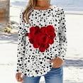 thumbnail image 3 of Resicozy Valentine Shirts for Women 2026 Long Sleeve Crewneck Holiday Tops Tunic Loose Fit Cute Heart Print Blouse Gray M, 3 of 4