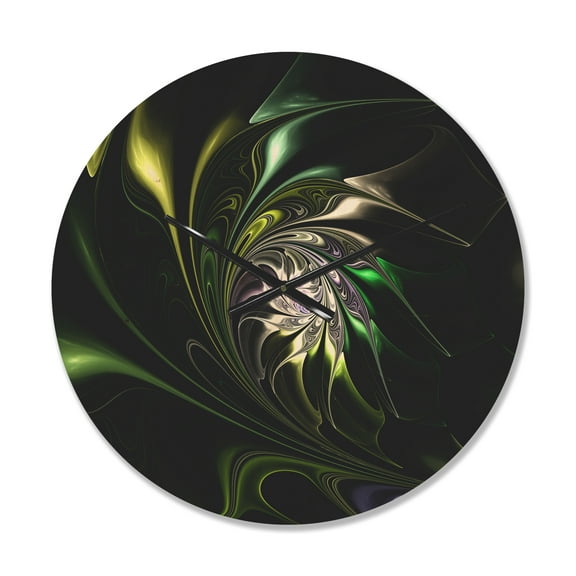 Designart 'Fractal Green Multi Colored Stained Glass' Modern Wood Wall Clock