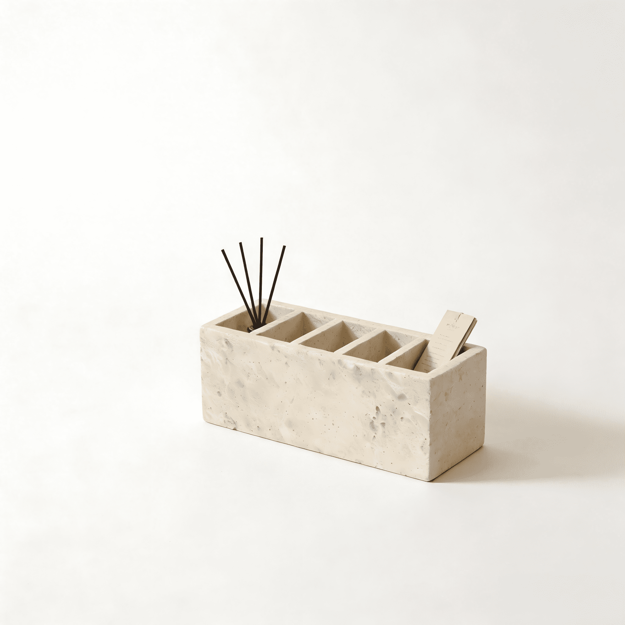 Marble Desk Organizer 5 Compartment Pen Holder, Calacatta Viola Natural Stone Box, Multi-Purpose Storage Caddy for Desk, Bathroom Vanity & Home Office