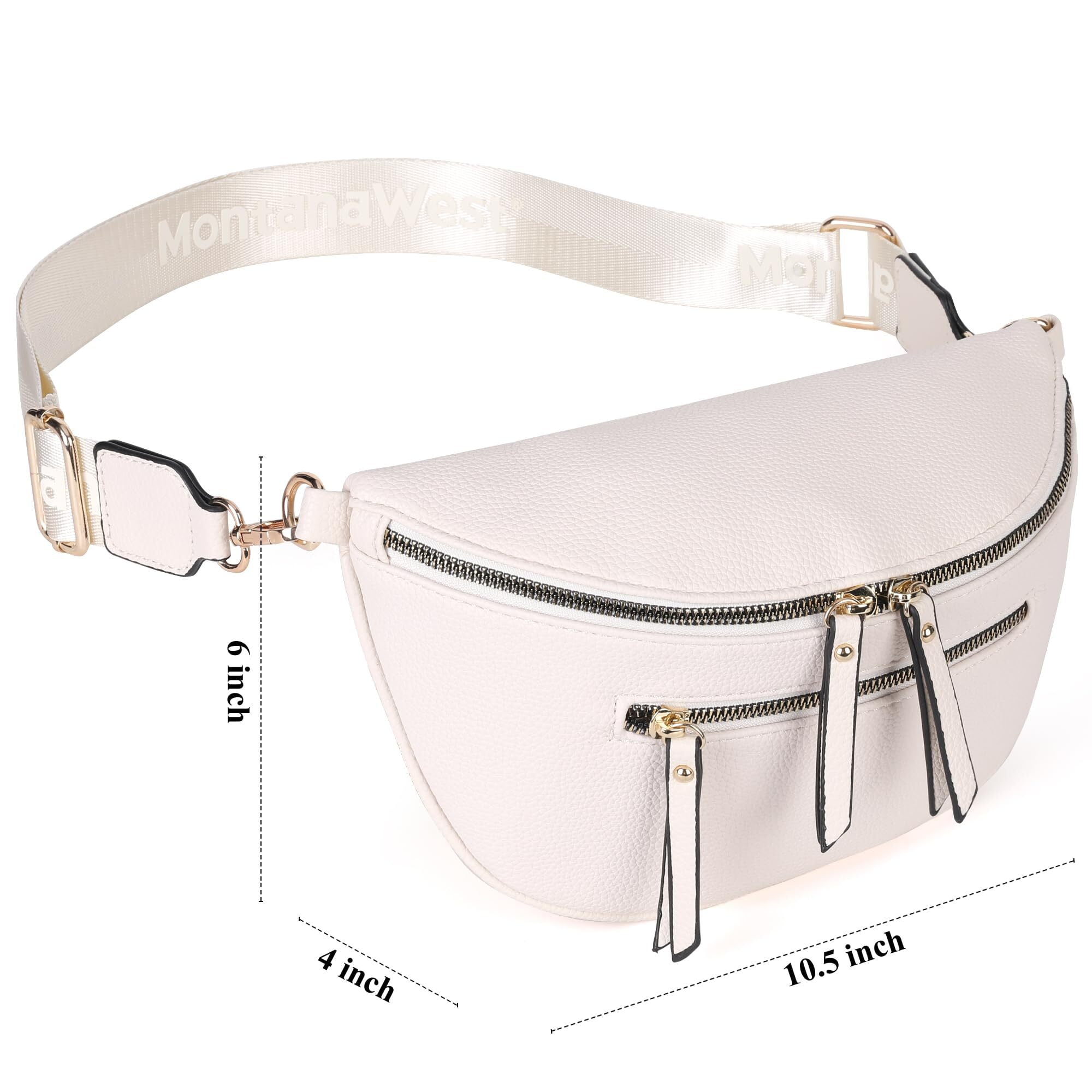 Montana West Crossbody Bags for Women Bum Bag Sling Purse with Adjustable Strap, Beige