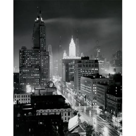USA Illinois Chicago Michigan Avenue High Angle View of Cityscape by Night Poster Print 18 x 24 in.