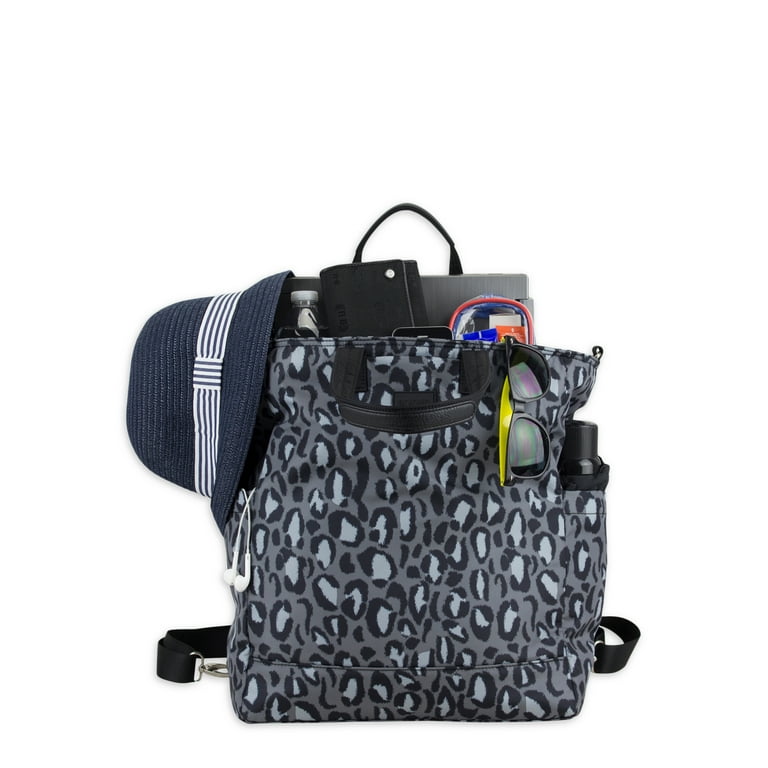 Bodhi Womens Convertible Tote Backpack Gray Leopard Women s Size One Size