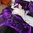 thumbnail image 4 of Manfei Chic Game Console Bedding Sets Queen Size, Modern Video Game Bed in a Bag Queen size, Teenager Boys Girls Reversible Comforter Sets with Sheets, Lightweight Bedroom Decor, 7pcs, 4 of 6