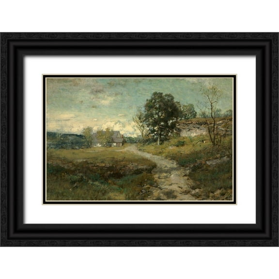 Wyant, Alexander H 24x17 Black Ornate Wood Framed with Double Matting Museum Art Print Titled - Arkville Landscape