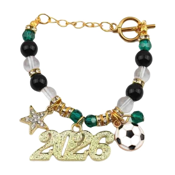 Soccer Baded Bracelet 2026 for Women Men, Football Charm Jewelry with USA Mexico Canada Theme, Game Day Accessory, Adjustable Fan Bracelet Gift