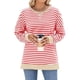 thumbnail image 2 of Sudadera Oversize para Mujer, Verano 2025, Cuello Redondo, Rayas, Larga, Aberturas Laterales, Sudaderas con Capucha Y2K Rojo y S, 2 of 10