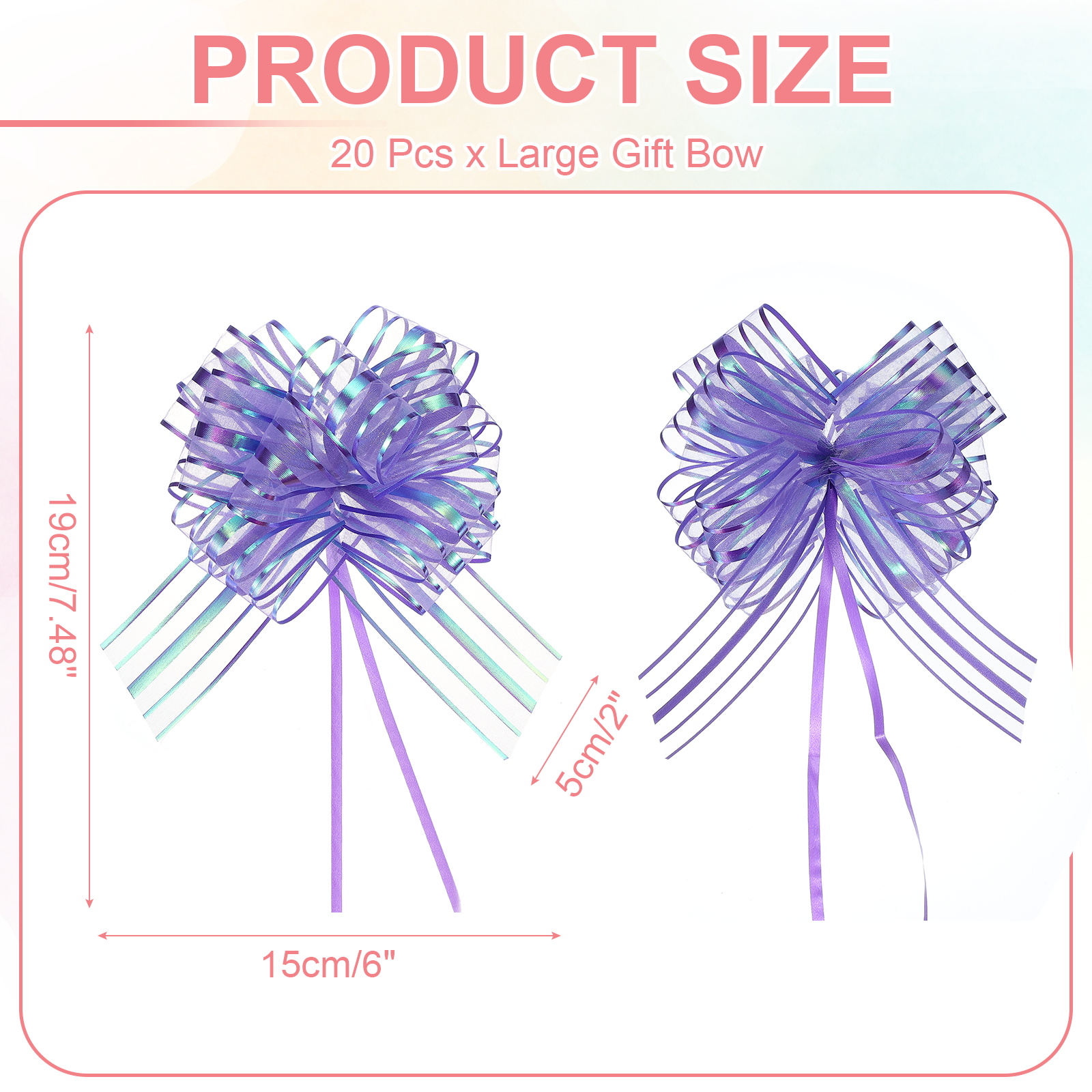 Large Gift Bow 7.5x5.9 Inch, 20 Pcs  Pull Bows for Gift Wrapping Present Wedding Valentine's Day, Dark Purple