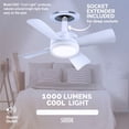 thumbnail image 3 of Bell+Howell Ventilador de enchufe con luz fría E26/E27, sin cable/inalámbrico con ventilador de 15.7 pulgadas y foco LED de 1.000 lúmenes/5.000 Kelvin/ventilador de techo de repuesto para recámara, sa, 3 of 5