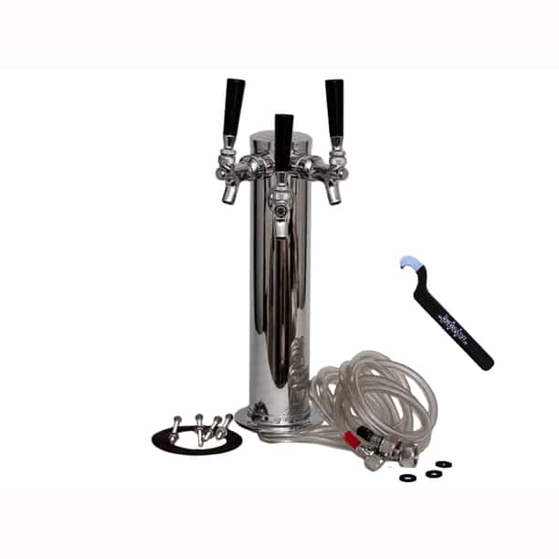 Triple Tap 3 Faucet Stainless Steel Draft Beer Tower Homebrew Kegerator