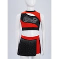 thumbnail image 2 of YiZYiF Uniforme de Cheerleading pour Filles, Robe Courte avec Jupe, Costume de Leader de Cheer, Tenue de Danse d'Halloween Rouge 14, 2 of 7