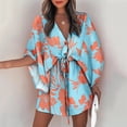 thumbnail image 1 of Summer Casual Boho Dresses Women's Flora Printed Batwing Sleeve Lace-Up Dress Female Irregular Sexy Beach Mini Dresses VestidosM Gao Jinjia LED, 1 of 2