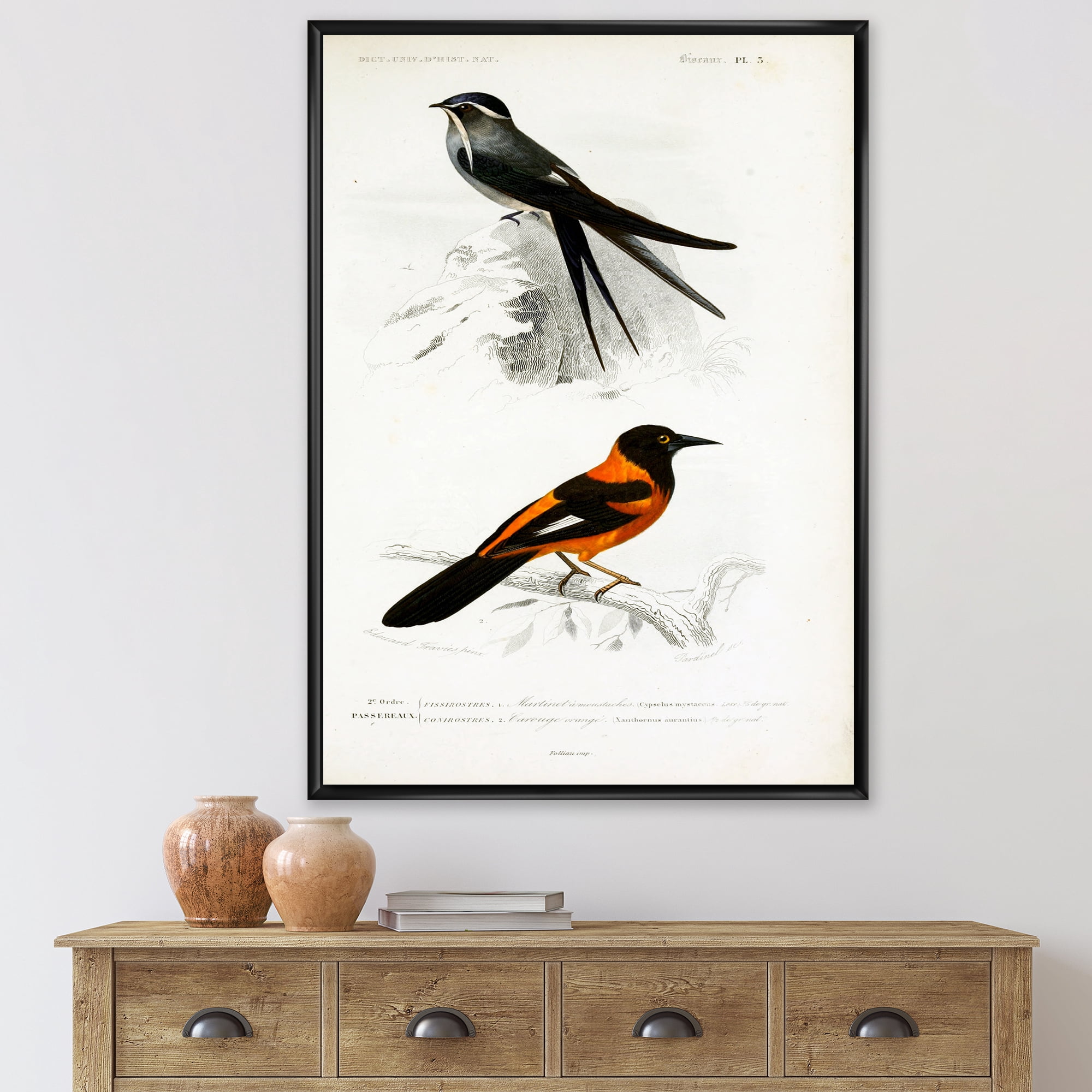 Ancient Bird II 12 in x 20 in Framed Painting Canvas Art Print, by Designart