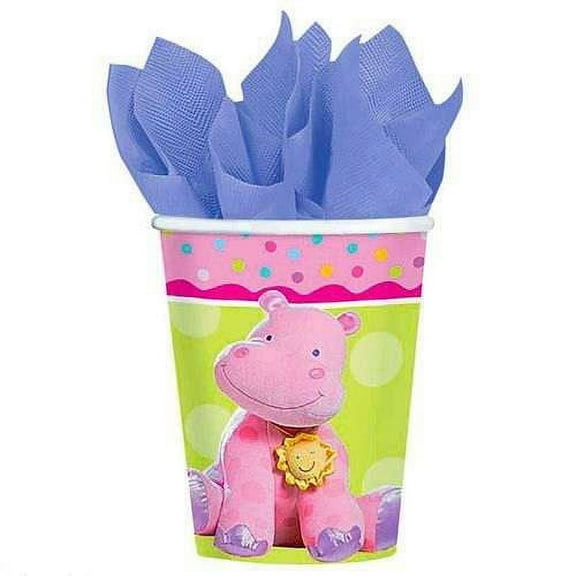 Various 9oz Paper Cups, Teeny Tiny Girl, Baby Shower, Multicolor, Set of 8