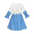 thumbnail image 3 of Girls Dress Long Sleeve White Lace Blue A-line School Uniform 6 Years, 3 of 7
