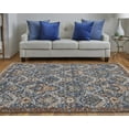 thumbnail image 4 of 5' X 8' Blue Orange And Ivory Floral Power Loom Area Rug With Fringe, 4 of 8