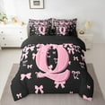 thumbnail image 2 of jejeloiu Monogrammed Q Twin Bedding Sets 7-Piece,Cute Bowknot Bowtie Bedding Comforter Set,Light Pink Black Sets,Microfiber Room Decorative Reversible, 2 of 8