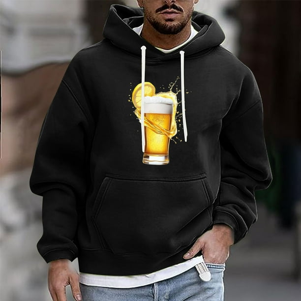 Sudadera con capucha para hombre, estilo casual, con cuello redondo, estampado, manga larga, blusa de poliéster