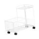 thumbnail image 2 of Carrito de servicio debajo del escritorio, carrito móvil con ruedas, estantería metálica multiusos para almacenamiento Doble capa blanca, 2 of 9