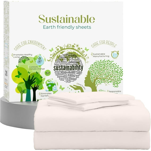 Pc Premium Queen Sheet Set ( Flat Fitted & Pillow Cases) Cotton Thread Count Cool Crisp & Breathable Queen Bed Sheet Set Deep Pocket Percale Sheets Light
