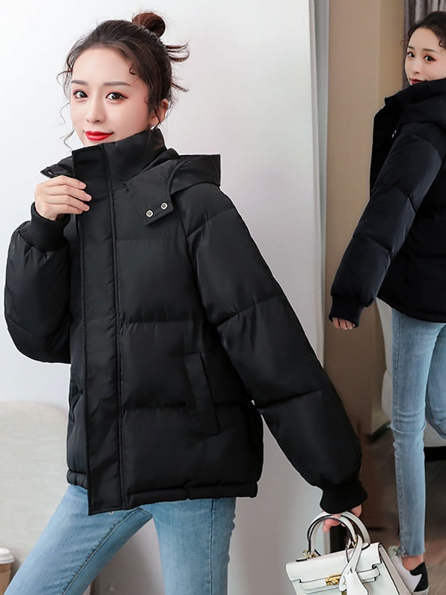DanceeMangoo Korean Style Winter Women Down Jacket Oversize Loose Hooded  Female Puffer Jackets Short Padded Solid Womens Down Coat
