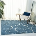 thumbnail image 2 of SAFAVIEH Florida Doug Floral Vines Geometric Shag Area Rug, Light Blue/Cream, 5' x 5' Square, 2 of 10
