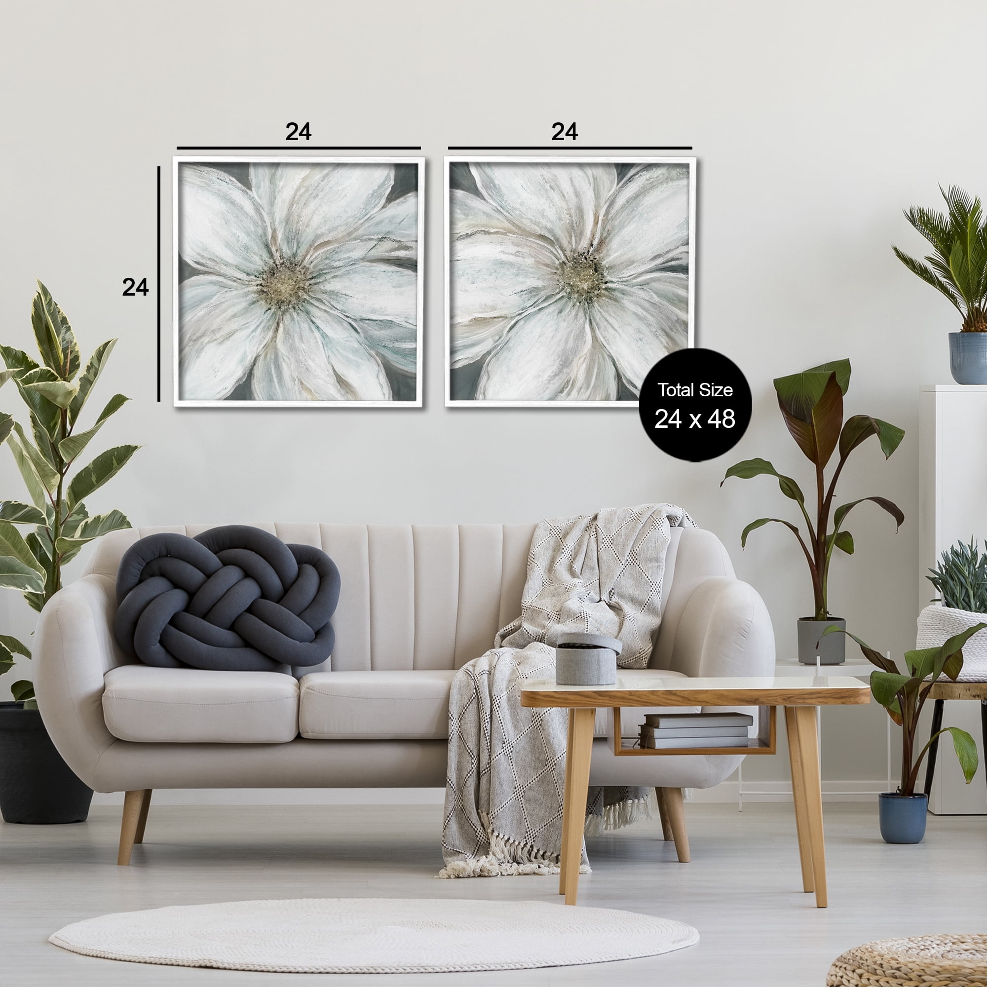 Stupell Industries Soft White Blossoms Closeup 2 Piece White Framed Giclee Art Set, design by Carol Robinson