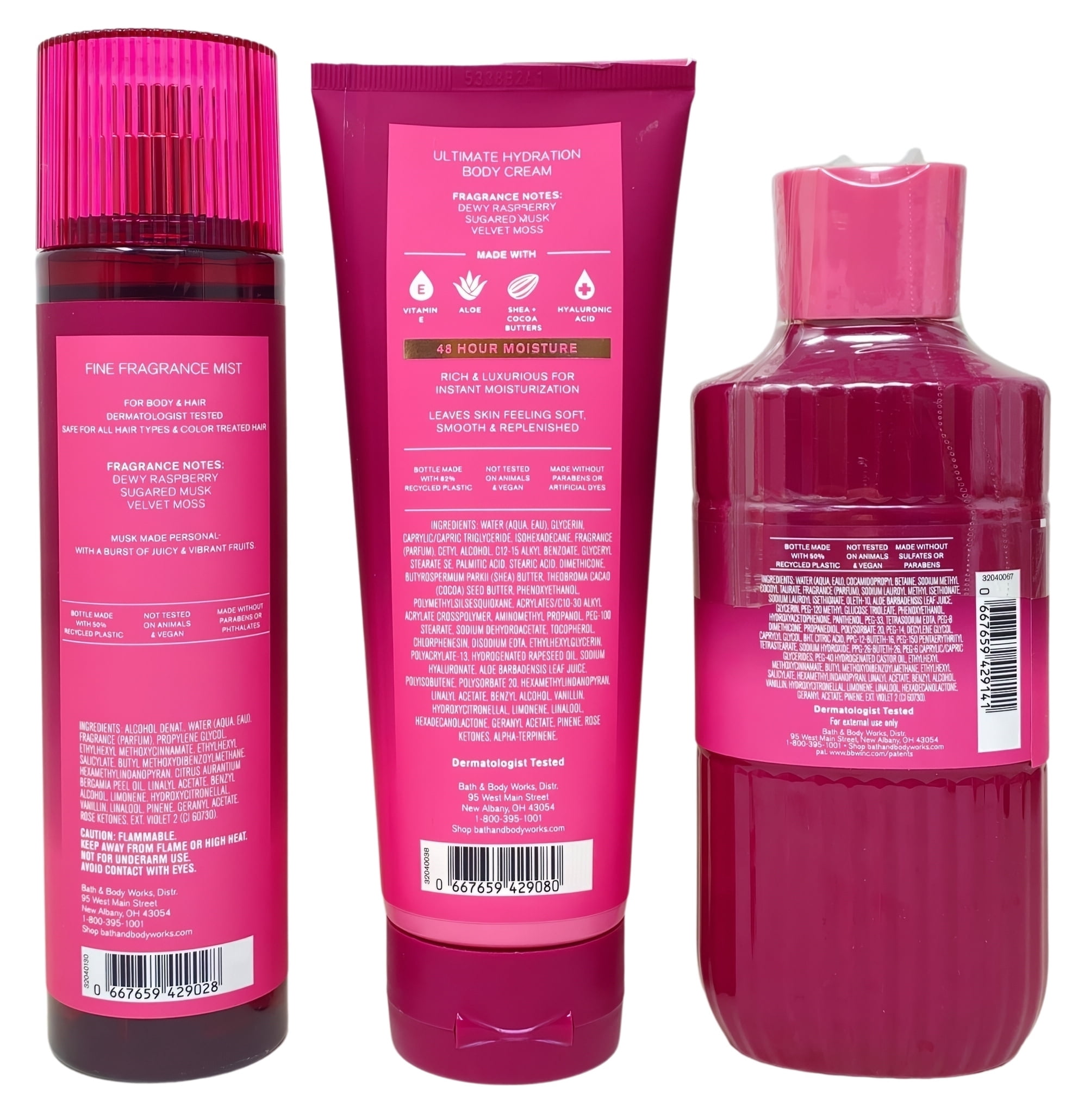 Bath & Body Works Fruity Musk Fine Fragrance Mist, Ultimate Hydration Body Cream and Body Wash with a Himalayan Salts Springs Bar Soap