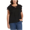 thumbnail image 1 of Ella Rafaella Womens Lace U Princess Shell Blouse, black, Plus Size, 3X, 1 of 1