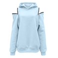 thumbnail image 5 of Womens Hooded Sweatshirt Drop Sleeve Soft Comfort Relaxed Fit Front Pocket Y2K Street for Casual Wear Light Blue,XXL, 5 of 6