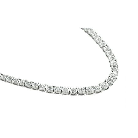 White Topaz Diamond Necklace - 1/3 Carat T.W Diamond Sterling Silver Classic Necklace