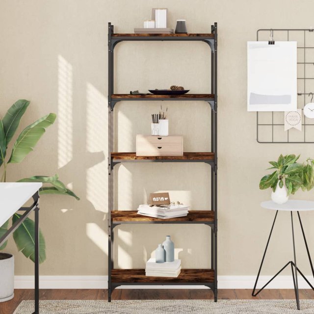 vidaXL Bibliothèque 5 Niveaux Chêne Fumé 60x30x154 cm Bois Manufacturé