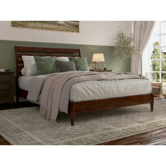 AFI Savannah Queen Solid Wood Low Profile Platform Bed, Walnut