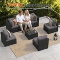thumbnail image 7 of Dateyes 7-Piece Patio Furniture Set, All-Weather Wicker Rattan Outdoor Sectional Sofa Set with Coffee Table (Dark Gray), 7 of 7