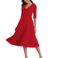 thumbnail image 1 of Vedolay Spring Dresses Women's Bodycon Pencil Dress Office Wear to Work Dresses with Pocket Belt,Red M, 1 of 5