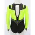 thumbnail image 5 of TSSOE Gymnastics Leotard for Girls Sheer Mesh Skating Jumpsuit Ballet Dance Leotard Activewear Bodysuit Fluorescent Yellow 14, 5 of 7
