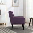 thumbnail image 2 of Mid Century Accent Chair, Button Tufted Upholstered Sofa Chairs, Modern Velvet Ergonomic Armchair for Living Room Bedroom, Reading, Lavender Purple, 2 of 7