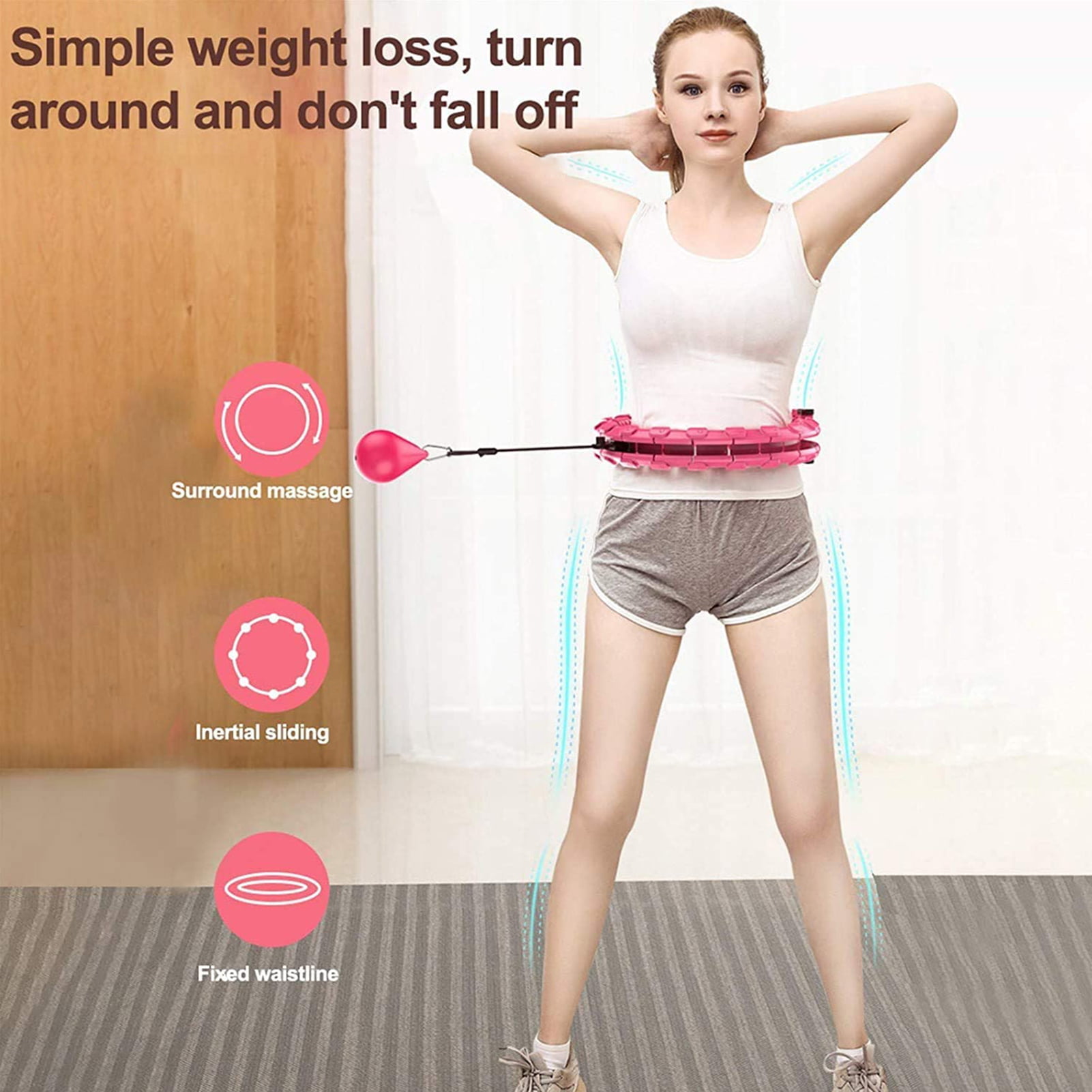 Smart Weighted Hoop Abdomen Fitness Massage Fat Burning Non-Fall Hoops Ring 