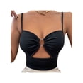 thumbnail image 2 of Qiylii Women's Sexy Criss Cross Bandage Mini Crop Top Lace Up Halter Backless Bow Tie Camis Hollow Out Patchwork Slim Fit Tops, 2 of 6
