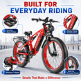thumbnail image 3 of EOEOTWO 26"x4.0 Fat Tire Electric Bike for Adults, 750W Motor 48V 17.5Ah Battery, Full Suspension Mountain Ebike, 28 MPH Fast E-Bike 60 miles Pedal Assist, UL 2849 Certified, 3 of 10